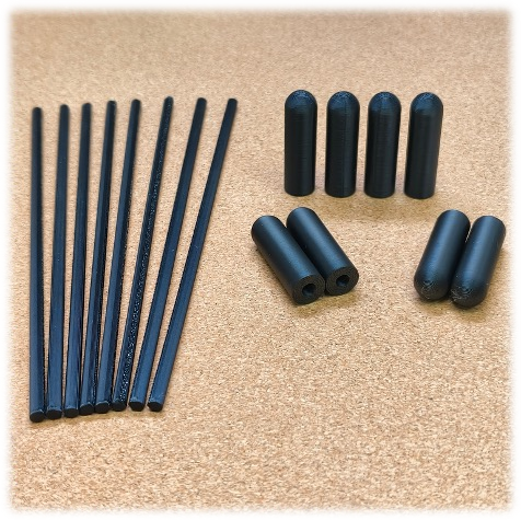 Printed parts prepared for the tabletop-football prototype.